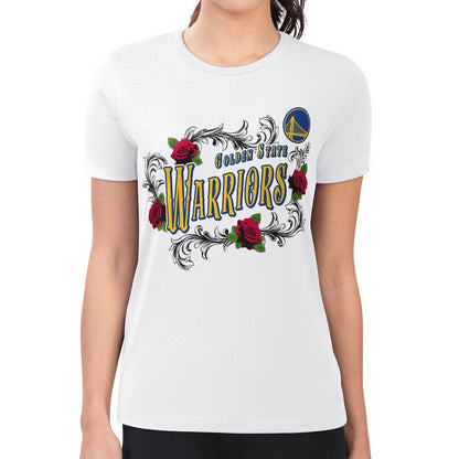 Golden State Warriors G-III 4Her by Carl Banks Women's Super-Slim Fit Lightweight Roses Crew Neck T-Shirt sale - White outlet