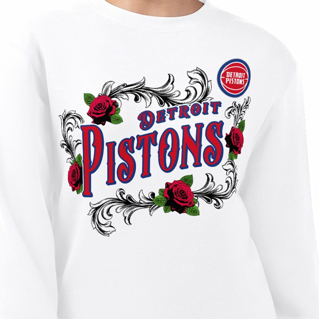 Detroit Pistons G-III 4Her by Carl Banks Women's Roses Fleece Tri-Blend Sweatshirt sale - White sale