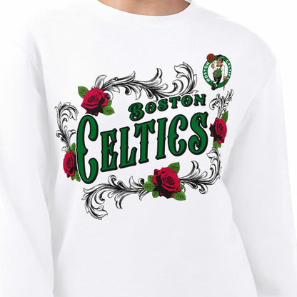 Boston Celtics G-III 4Her by Carl Banks Women's Roses Fleece Tri-Blend Sweatshirt - White online