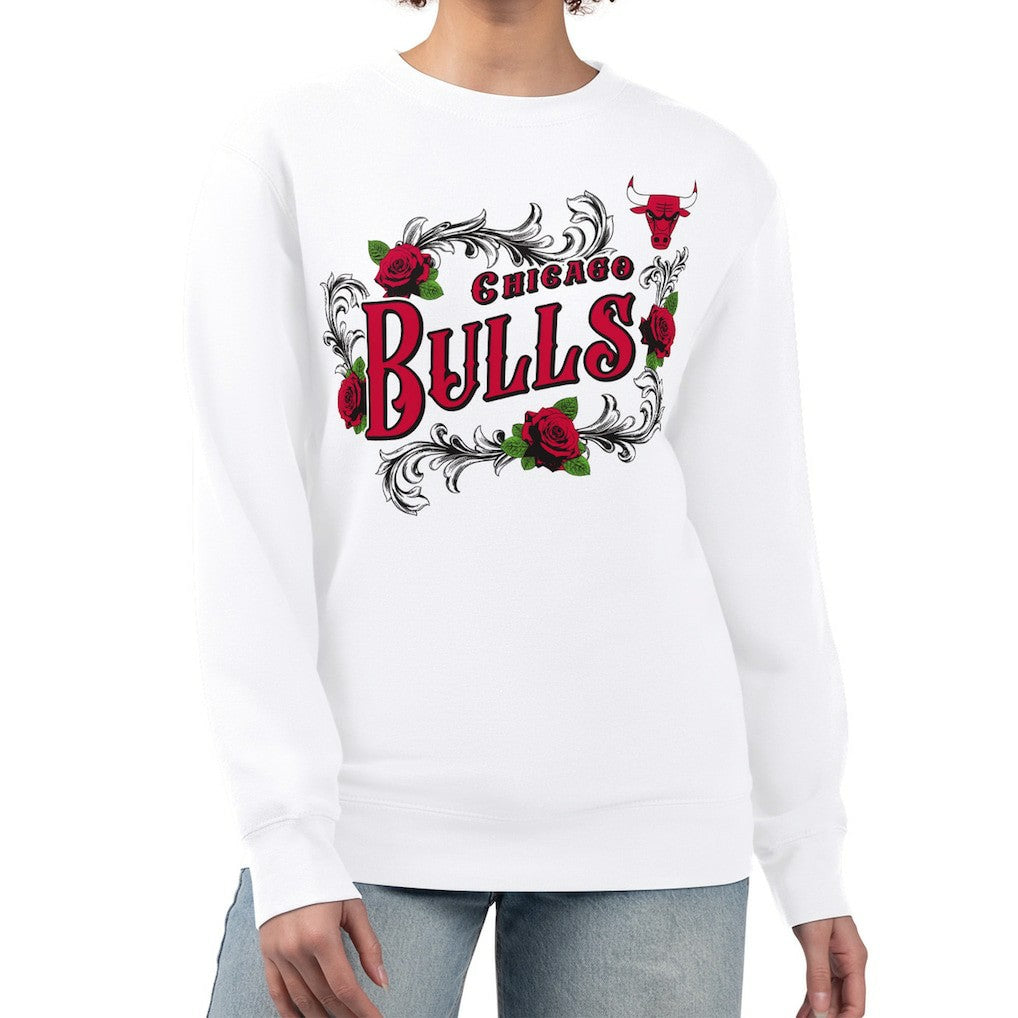 Chicago Bulls G-III 4Her by Carl Banks Women's Roses Fleece Tri-Blend Sweatshirt sale - White outlet