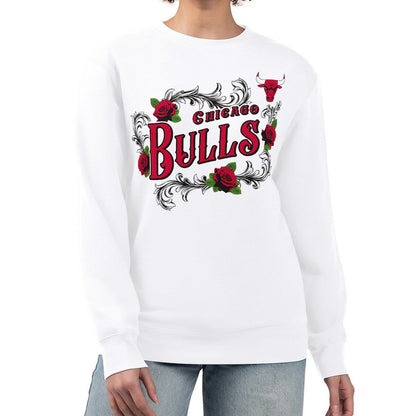 Chicago Bulls G-III 4Her by Carl Banks Women's Roses Fleece Tri-Blend Sweatshirt sale - White outlet