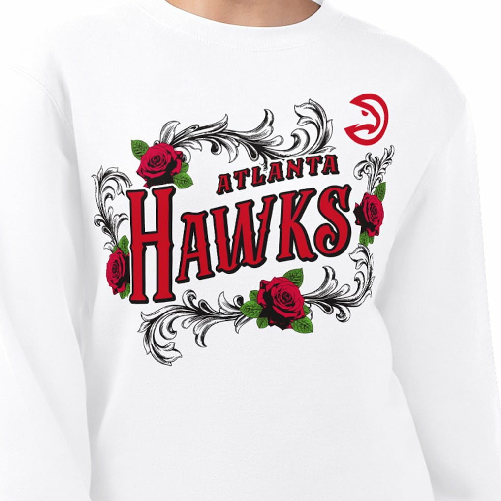 Atlanta Hawks G-III 4Her by Carl Banks Women's Roses Fleece Tri-Blend Sweatshirt - White shop