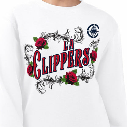 LA Clippers G-III 4Her by Carl Banks Women's Roses Fleece Tri-Blend Sweatshirt - White for sale
