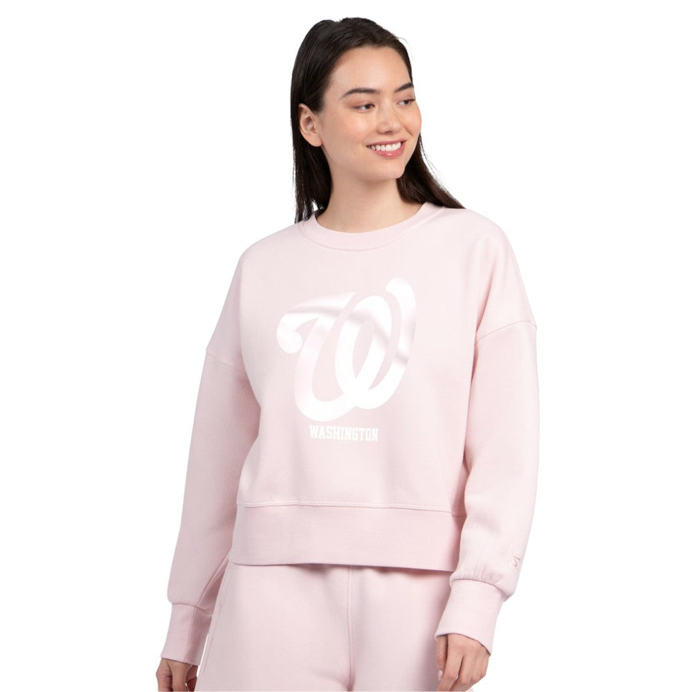 Washington Nationals Starter Women's Pastels Boxy Fleece Sweatshirt - Light Pink