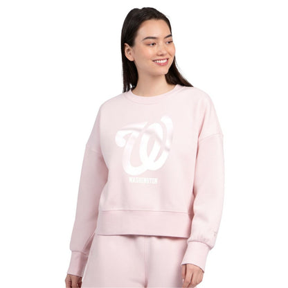 Washington Nationals Starter Women's Pastels Boxy Fleece Sweatshirt - Light Pink