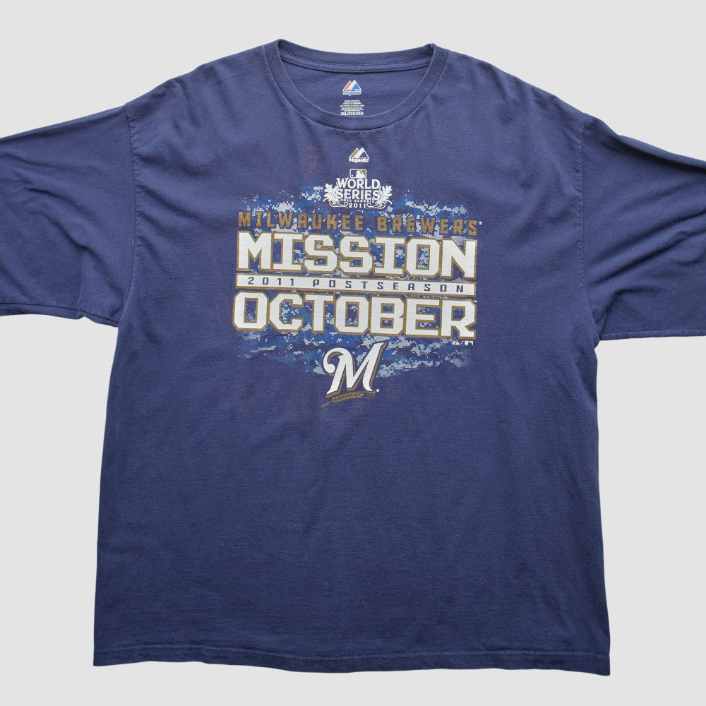 Milwaukee Brewers Majestic 2011 Long Sleeve T-Shirt - Blue Vintage