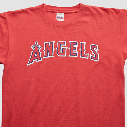 Los Angeles Angels Majestic 2000s T-Shirt - Red Vintage