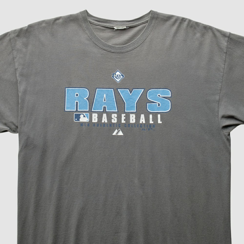 Tampa Bay Rays Majestic 2000s T-Shirt - Gray Vintage