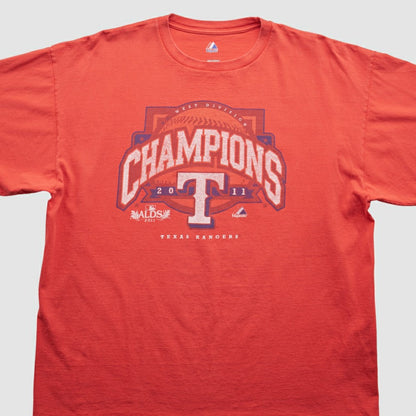 Texas Rangers Majestic 2011 T-Shirt - Red Vintage