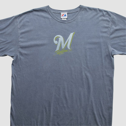 Milwaukee Brewers Majestic 2000s T-Shirt - Blue Vintage