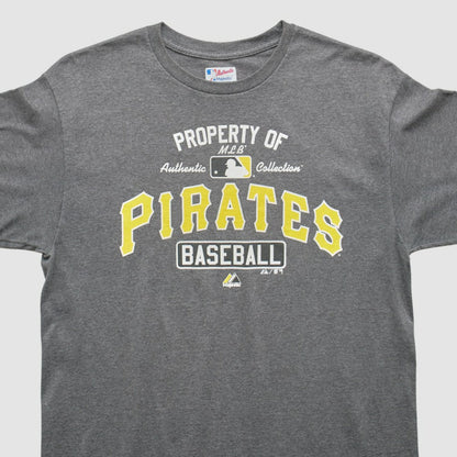 Pittsburgh Pirates Majestic 2000s T-Shirt - Gray Vintage