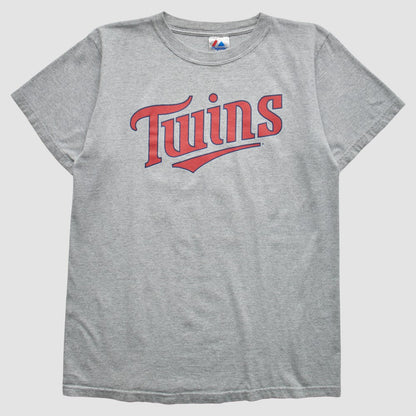 Minnesota Twins Majestic 2000s T-Shirt - Gray Vintage