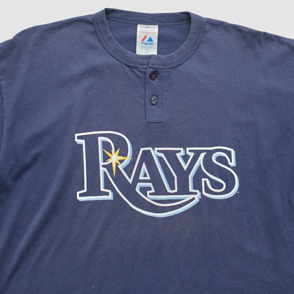 Tampa Bay Rays Majestic 2000s T-Shirt - Navy Vintage
