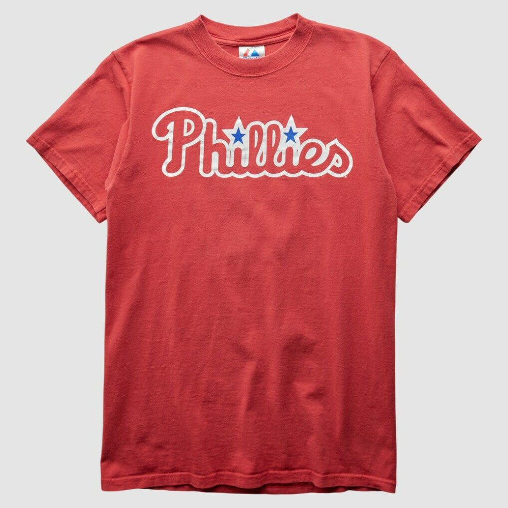Philadelphia Phillies Majestic 2000s T-Shirt - Red Vintage