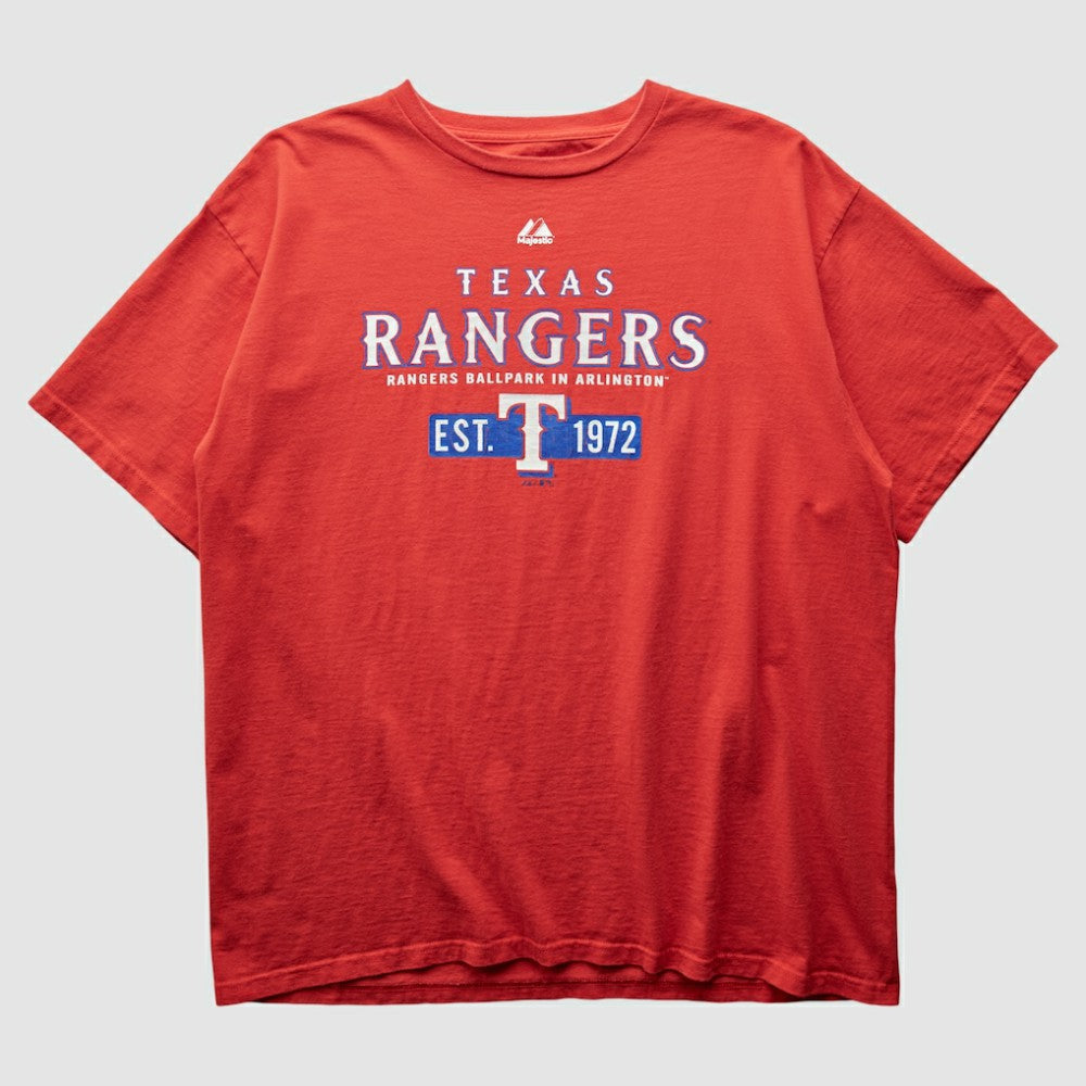 Texas Rangers Majestic 2000s T-Shirt - Red Vintage