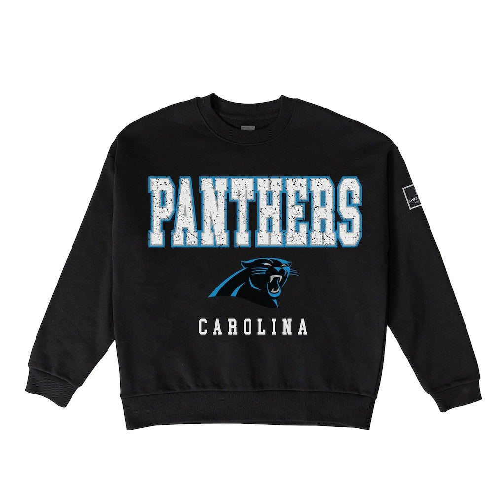 Carolina Panthers Gameday Couture Women's Oversized Level Up Black Label Premium Fleece Sweatshirt - Black on sale