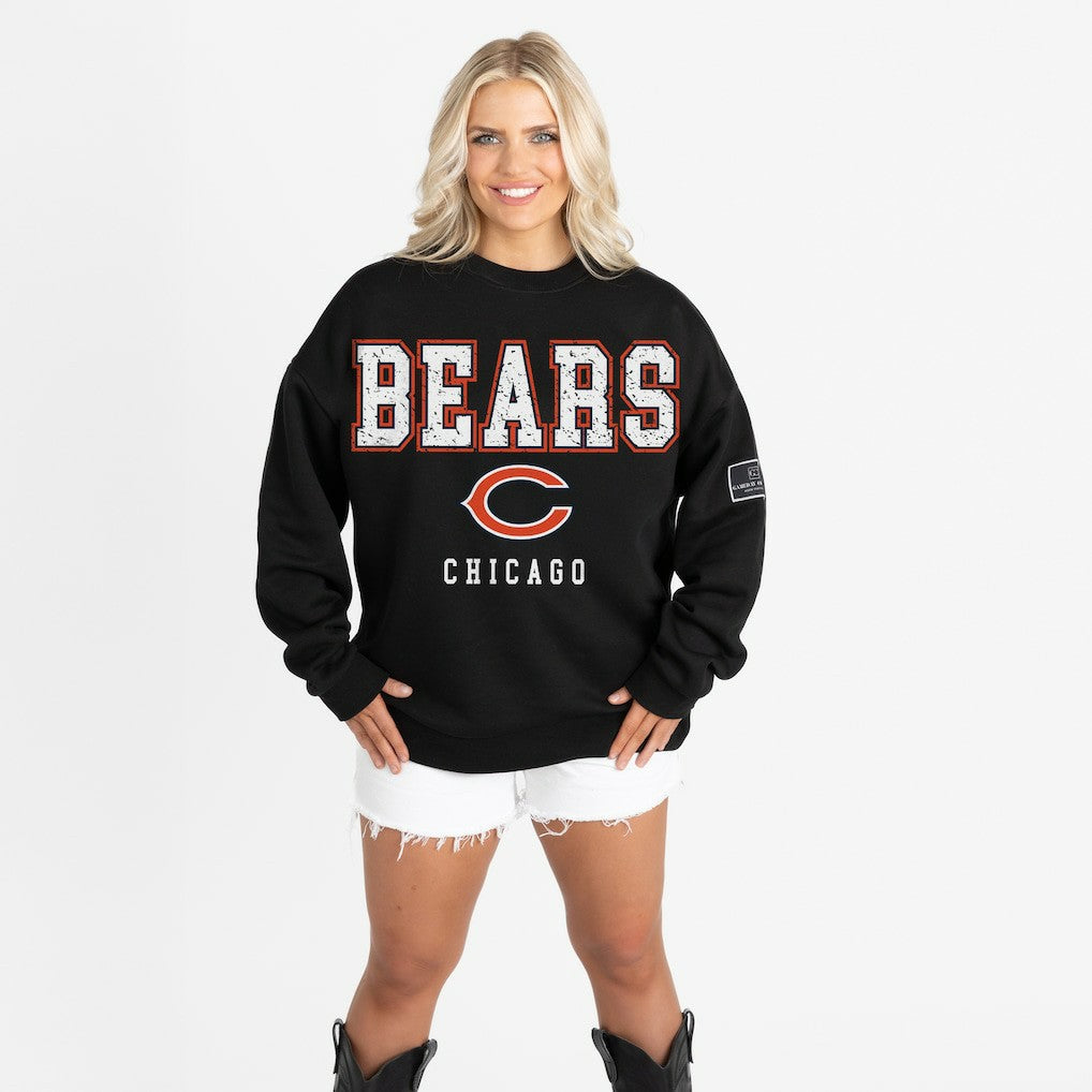 Chicago Bears Gameday Couture Women's Oversized Level Up Black Label Premium Fleece Sweatshirt - Black outlet