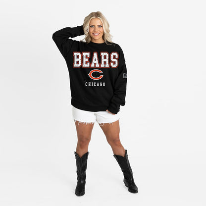 Chicago Bears Gameday Couture Women's Oversized Level Up Black Label Premium Fleece Sweatshirt - Black outlet