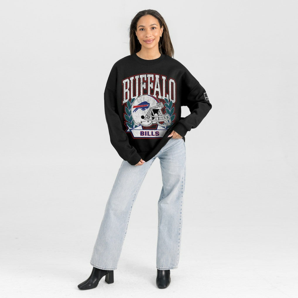 Buffalo Bills Gameday Couture Women's Oversized Victory Lane Black Label Premium Fleece Sweatshirt - Black outlet