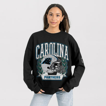 Carolina Panthers Gameday Couture Women's Oversized Victory Lane Black Label Premium Fleece Sweatshirt - Black outlet