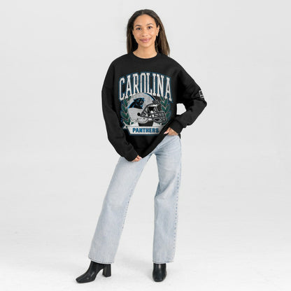 Carolina Panthers Gameday Couture Women's Oversized Victory Lane Black Label Premium Fleece Sweatshirt - Black outlet