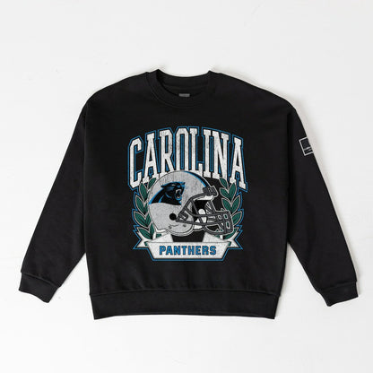Carolina Panthers Gameday Couture Women's Oversized Victory Lane Black Label Premium Fleece Sweatshirt - Black outlet