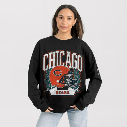 Chicago Bears Gameday Couture Women's Oversized Victory Lane Black Label Premium Fleece Sweatshirt - Black discount
