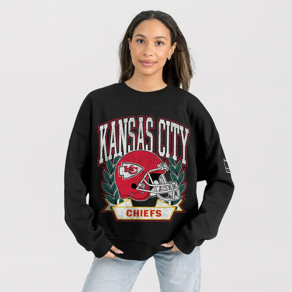Kansas City Chiefs Gameday Couture Women's Oversized Victory Lane Black Label Premium Fleece Sweatshirt - Black online