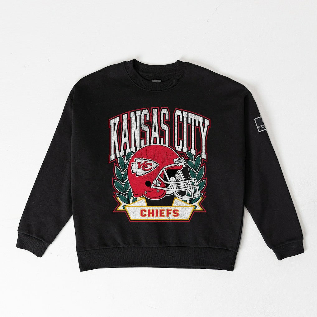 Kansas City Chiefs Gameday Couture Women's Oversized Victory Lane Black Label Premium Fleece Sweatshirt - Black online