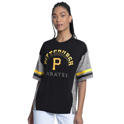 Pittsburgh Pirates G-III 4Her by Carl Banks Women's Off-Season Oversized Top - Black