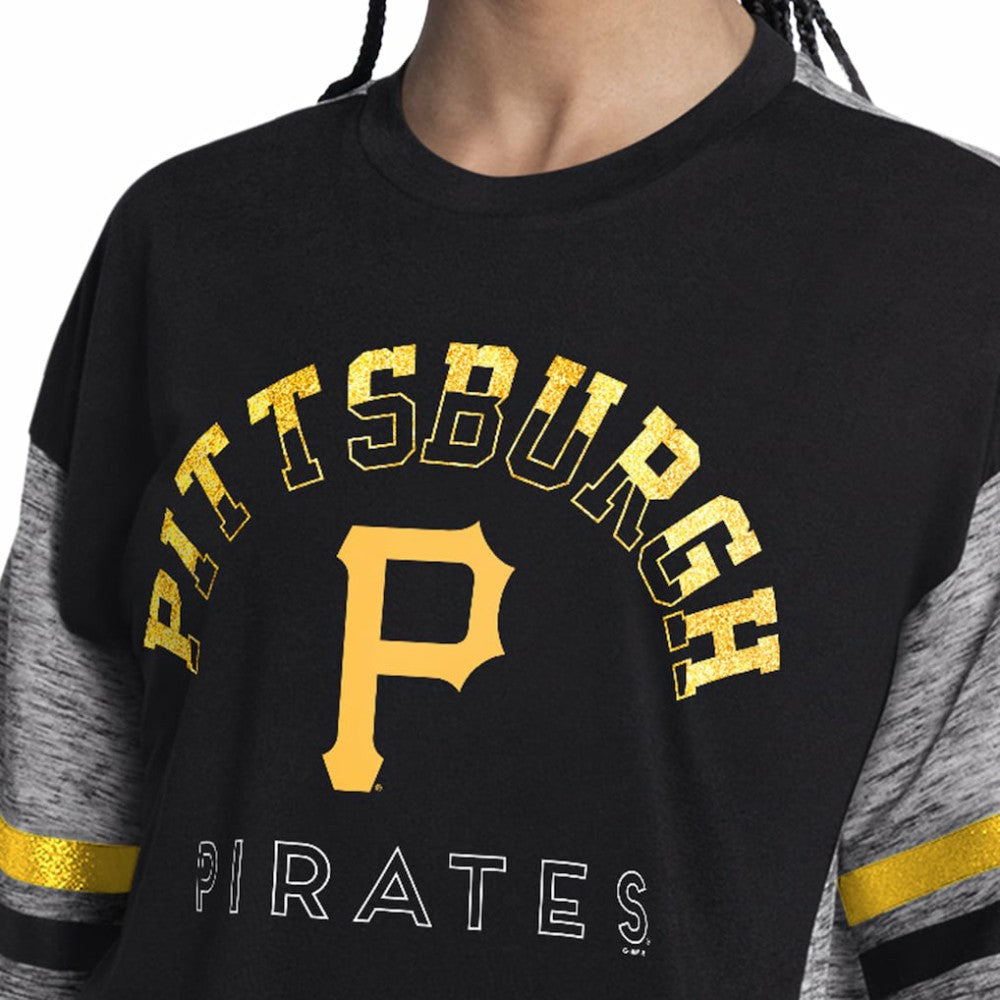 Pittsburgh Pirates G-III 4Her by Carl Banks Women's Off-Season Oversized Top - Black