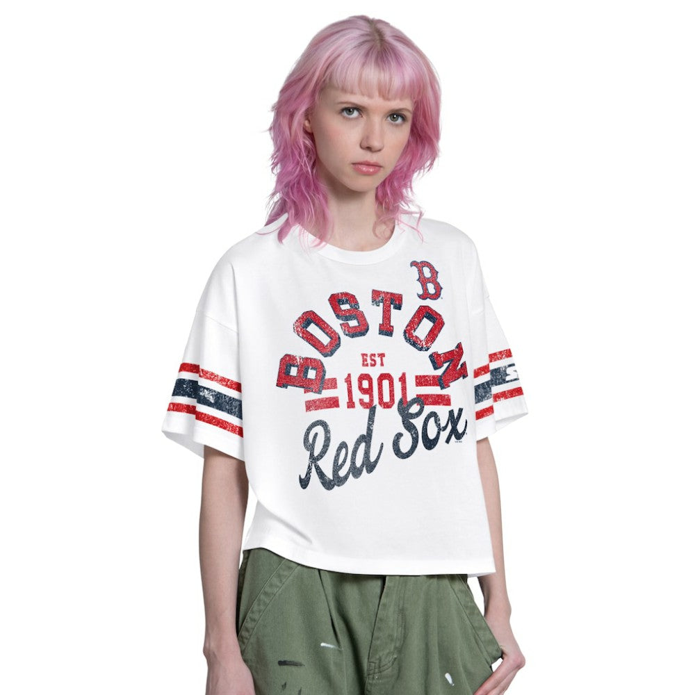 Boston Red Sox Starter Women's Cropped Hurry Up Offense T-Shirt - White