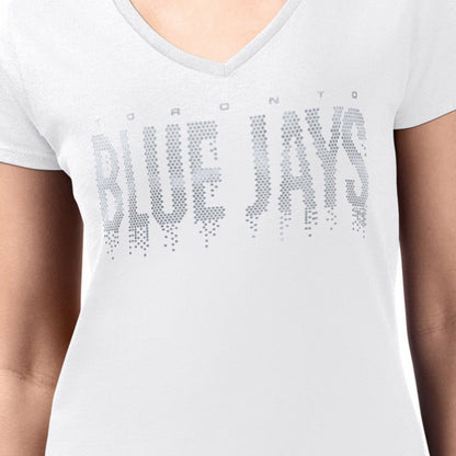 Toronto Blue Jays G-III 4Her by Carl Banks Women's Metallic Drop Lightweight V-Neck T-Shirt - White