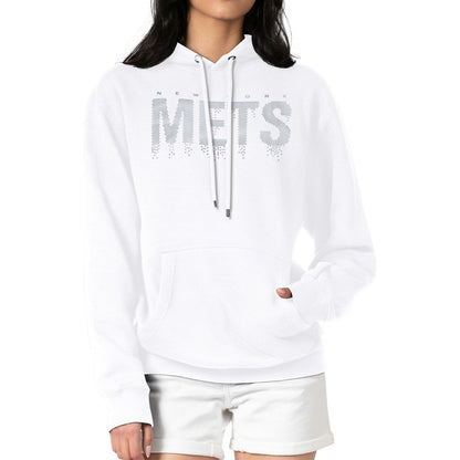 New York Mets G-III 4Her by Carl Banks Women's Metallic Drop Fleece Hoodie - White
