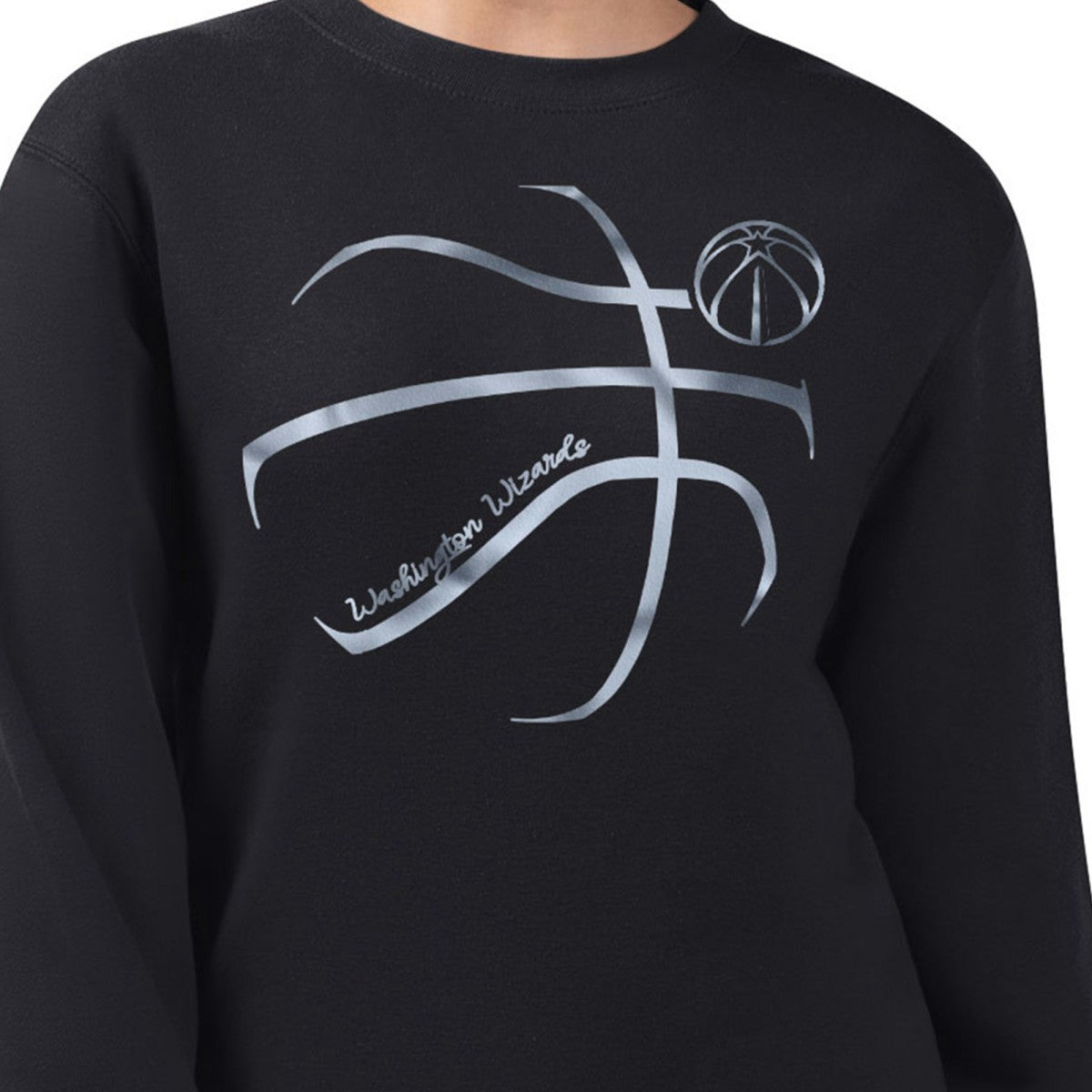 Washington Wizards G-III 4Her by Carl Banks Women's Metallic Print Basketball Sketch Fleece Sweatshirt - Black discount