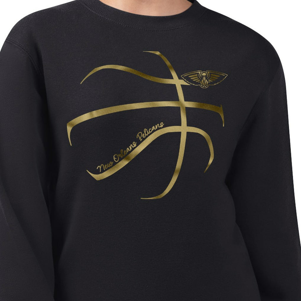 New Orleans Pelicans G-III 4Her by Carl Banks Women's Metallic Print Basketball Sketch Fleece Sweatshirt - Black for sale