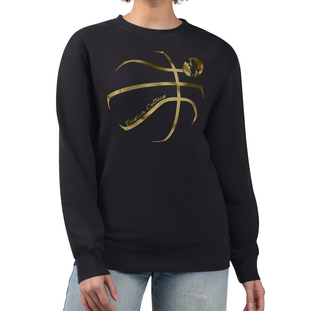 Boston Celtics G-III 4Her by Carl Banks Women's Metallic Print Basketball Sketch Fleece Sweatshirt - Black for sale