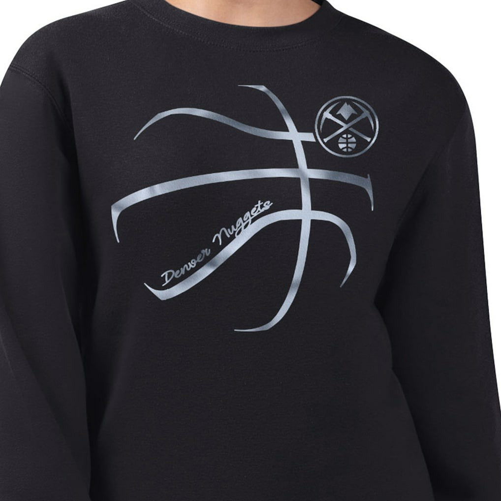 Denver Nuggets G-III 4Her by Carl Banks Women's Metallic Print Basketball Sketch Fleece Sweatshirt sale - Black discount