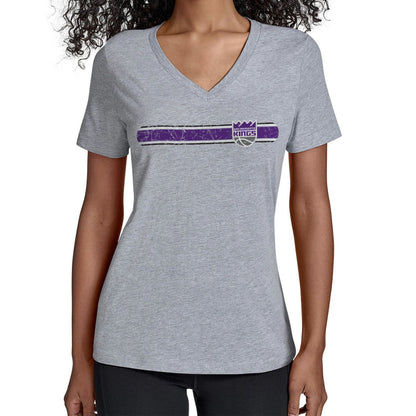 Sacramento Kings Starter Women's Team Stripe V-Neck T-Shirt - Gray discount