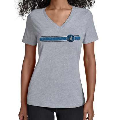 Minnesota Timberwolves Starter Women's Team Stripe V-Neck T-Shirt - Gray sale