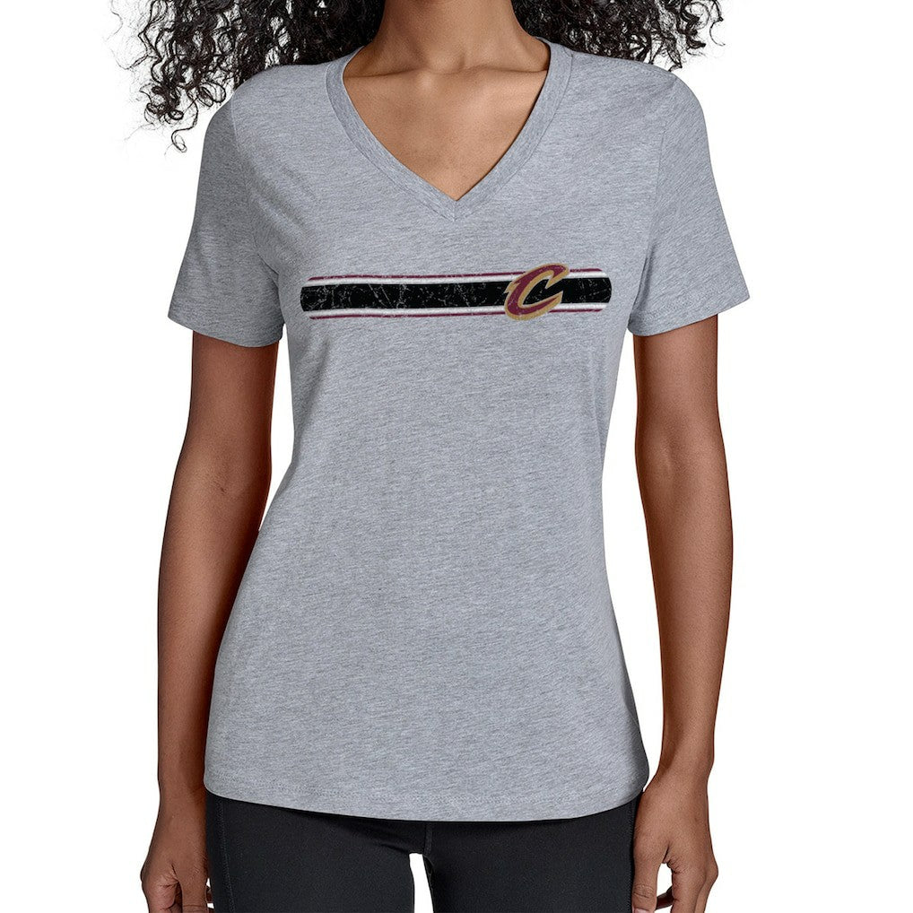 Cleveland Cavaliers Starter Women's Team Stripe V-Neck T-Shirt sale - Gray online