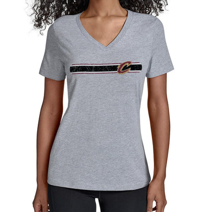 Cleveland Cavaliers Starter Women's Team Stripe V-Neck T-Shirt sale - Gray online