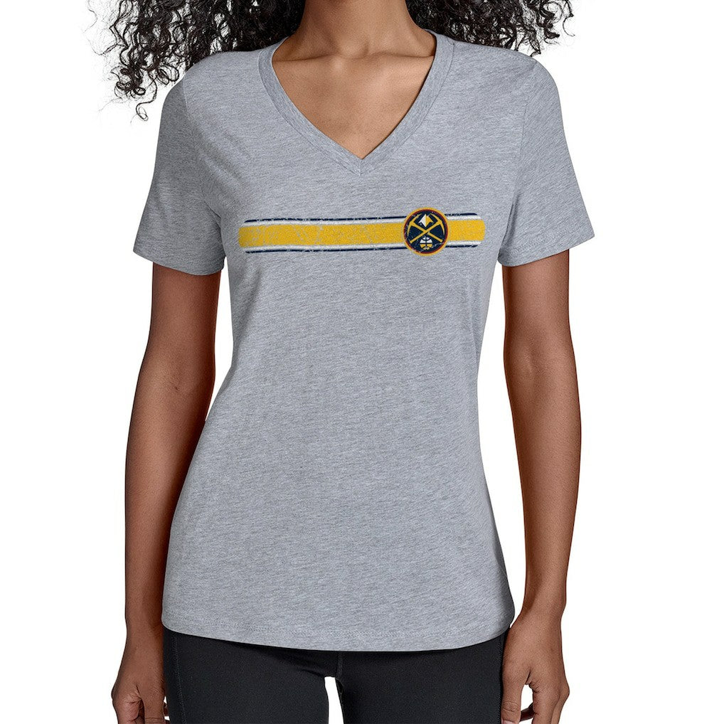 Denver Nuggets Starter Women's Team Stripe V-Neck T-Shirt sale - Gray for sale