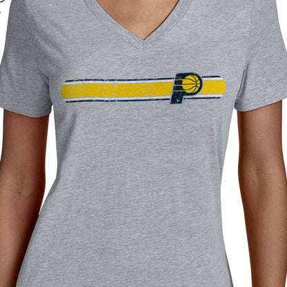 Indiana Pacers Starter Women's Team Stripe V-Neck T-Shirt - Gray outlet
