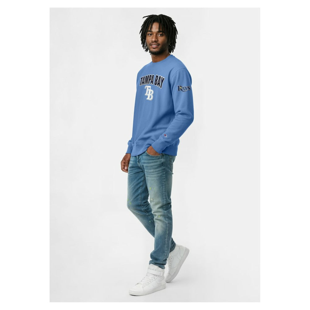 Tampa Bay Rays Champion Reverse Weave Chenille Sweatshirt - Light Blue