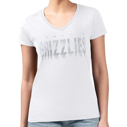 Memphis Grizzlies G-III 4Her by Carl Banks Women's Super-Slim-Fit Metallic Drop Lightweight V-Neck T-Shirt - White discount