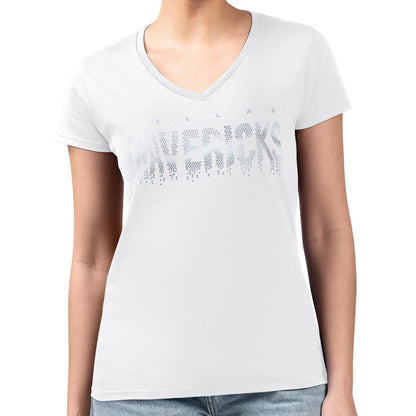 Dallas Mavericks G-III 4Her by Carl Banks Women's Super-Slim-Fit Metallic Drop Lightweight V-Neck T-Shirt sale - White outlet