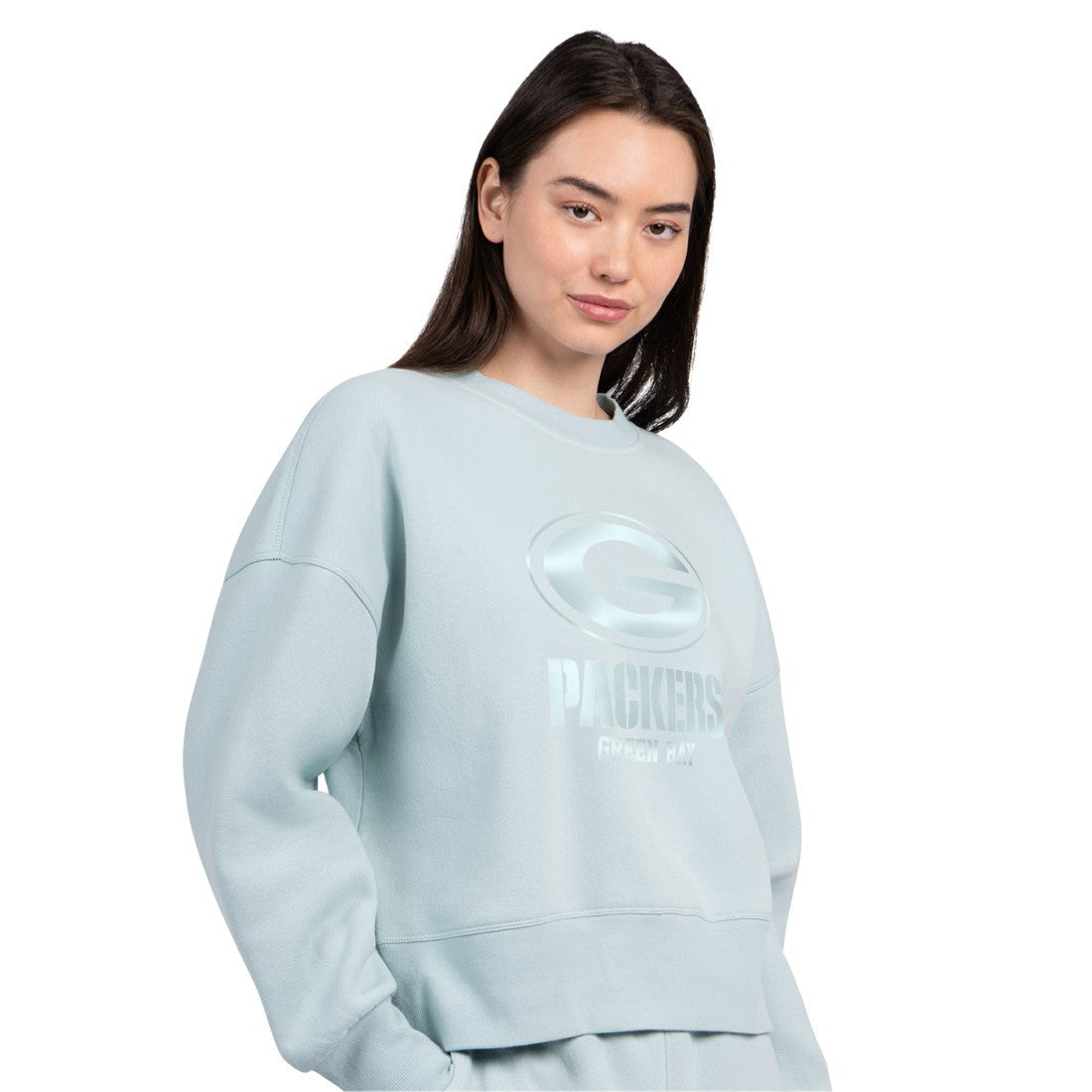 Green Bay Packers Starter Women's Travel Pastels Boxy Fleece Sweatshirt - Mint discount
