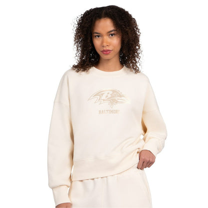 Baltimore Ravens Starter Women's Travel Pastels Boxy Fleece Sweatshirt - Cream outlet