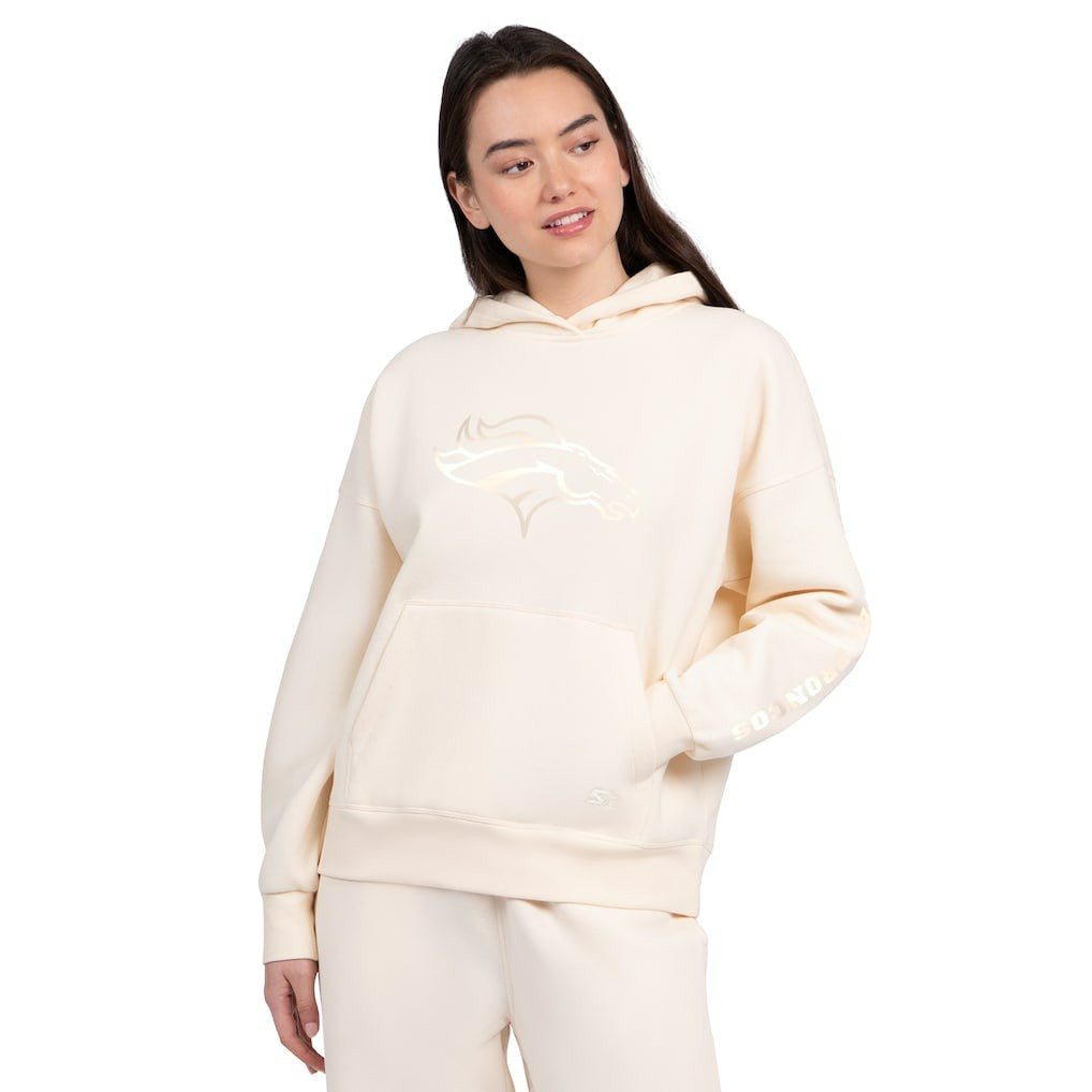 Denver Broncos Starter Women's Pastels Relaxed Travel Hoodie - Cream discount